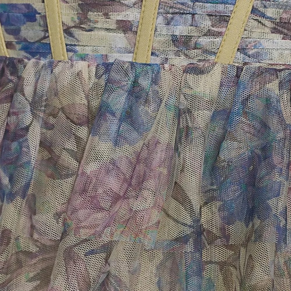 Blondie Nites Pastel Floral Dress in Lavender, Pink & Blue - Picture 3 of 9